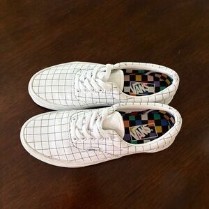 Vans Checkerboard Era, U-Color White Grid Sneakers.